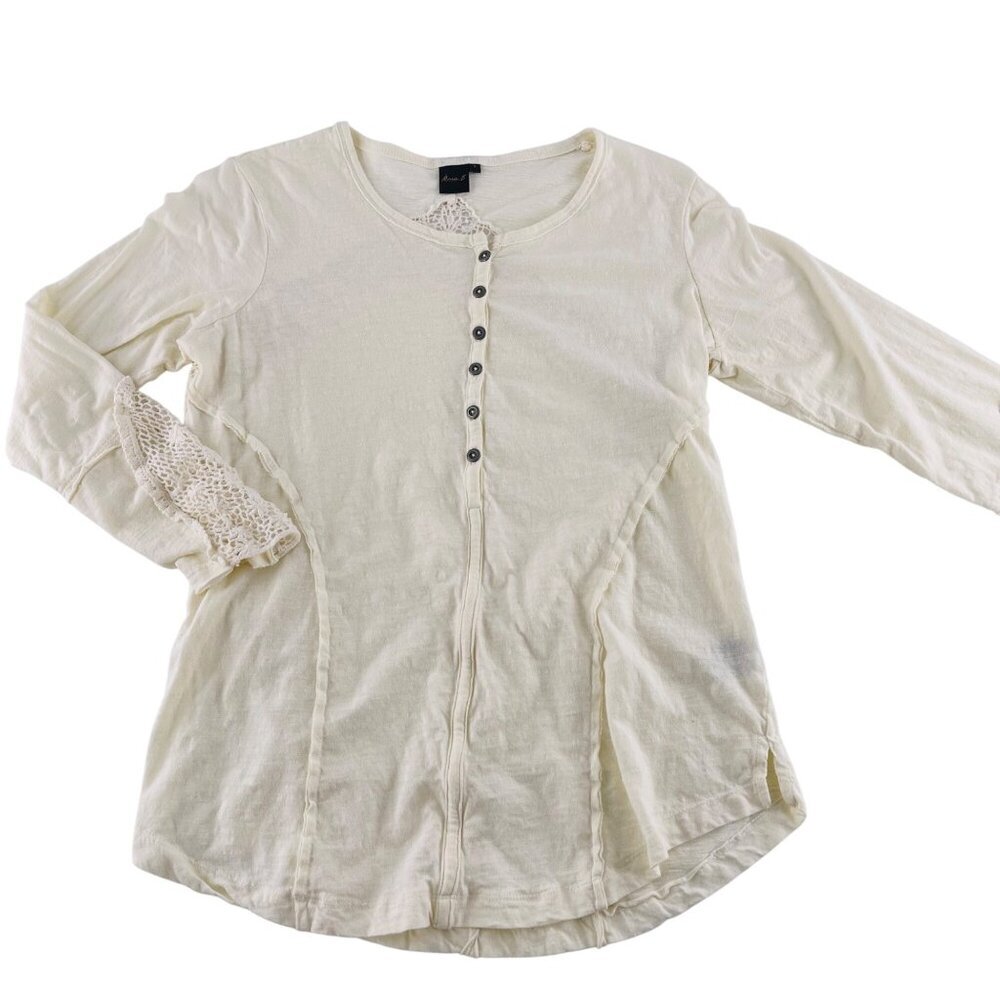 Mona B Ivory Long Sleeve Button-Up Womens‎ Top